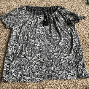 Lucky Brand Black and White Floral Print Top